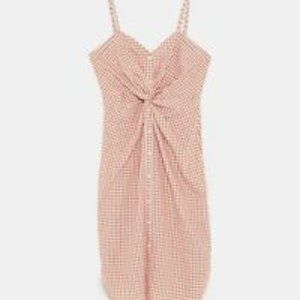 Zara Checkered Summer Dress with Knot Detail